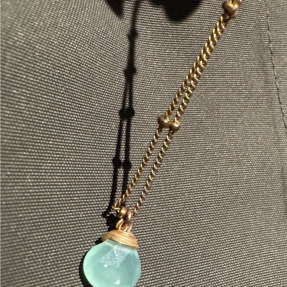 925 Sterling Silver Aqua Chalcedony Pendant Necklace